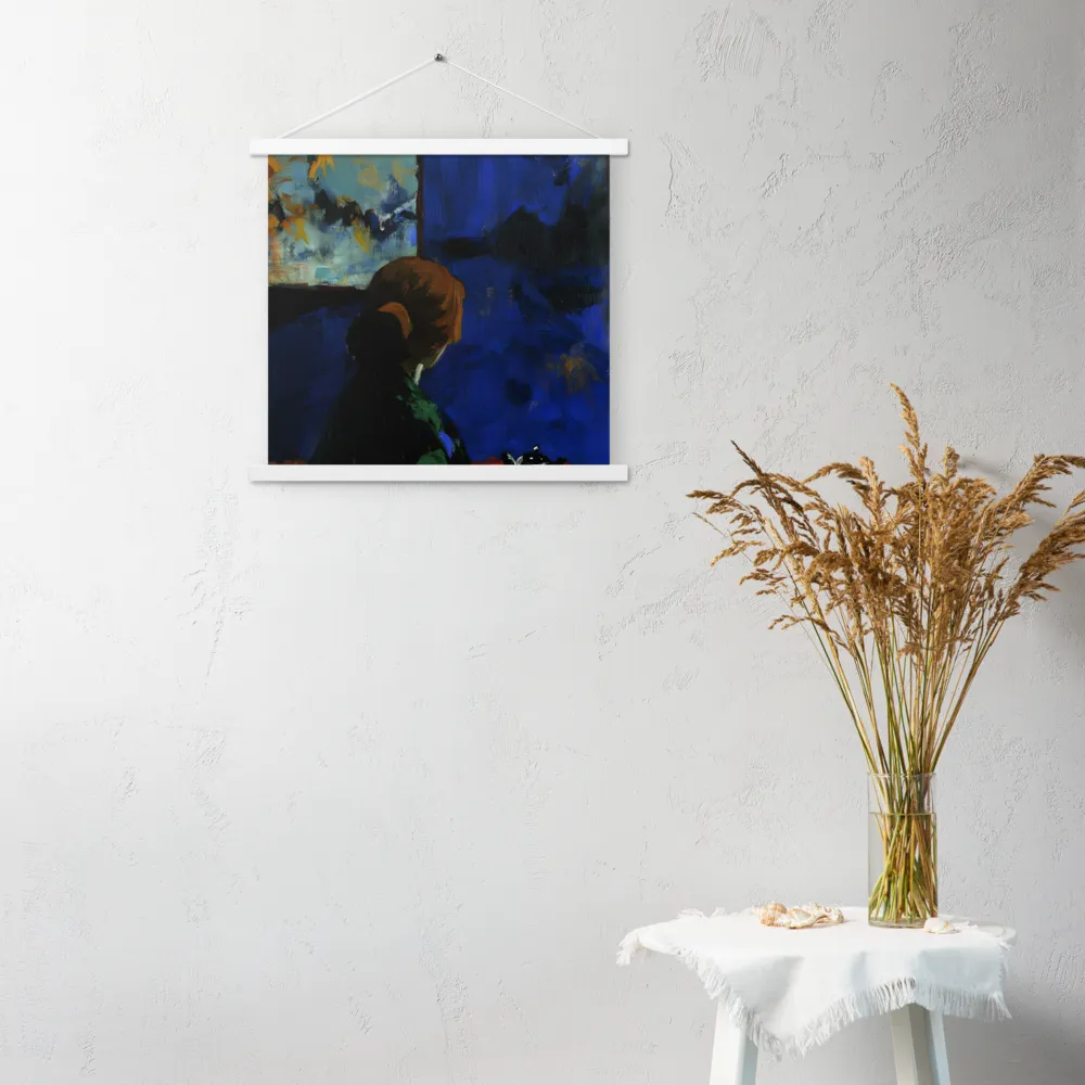 Contemplation Under the Night Sky | Poster With White Wood Hanger | 18″×18″