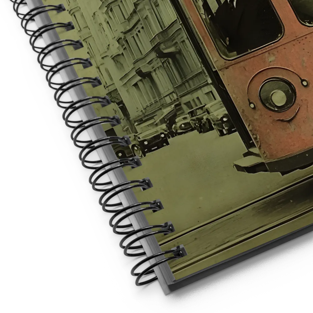 Echoes of the Past: A Tram's Journey Through Time | Spiral Notebook