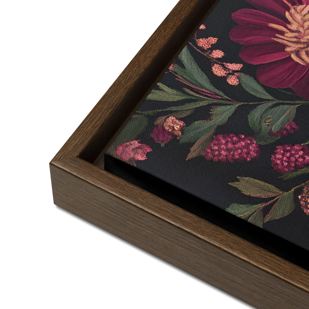Botanical Elegance | Canvas with Brown Frame | 18″×24″