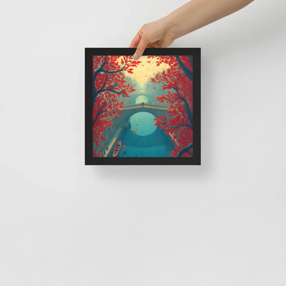Crimson Canal 
 Poster with Black Frame | 10″x 10″