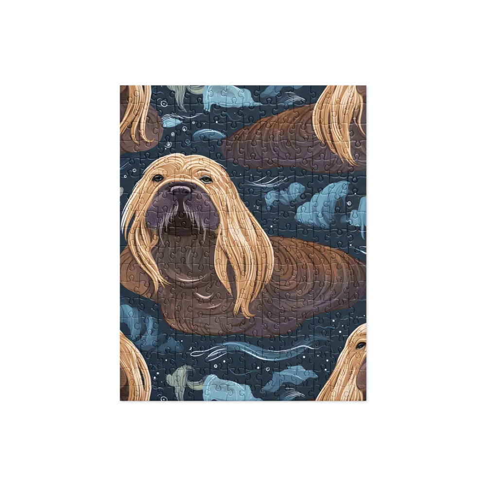 Whimsical Walruses in Deep Blue | Jigsaw Puzzle | 252/520 pieces