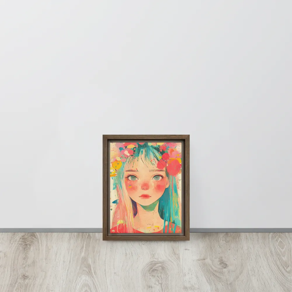 Whimsical Blossom | Canvas with Brown Frame | 8″×10″