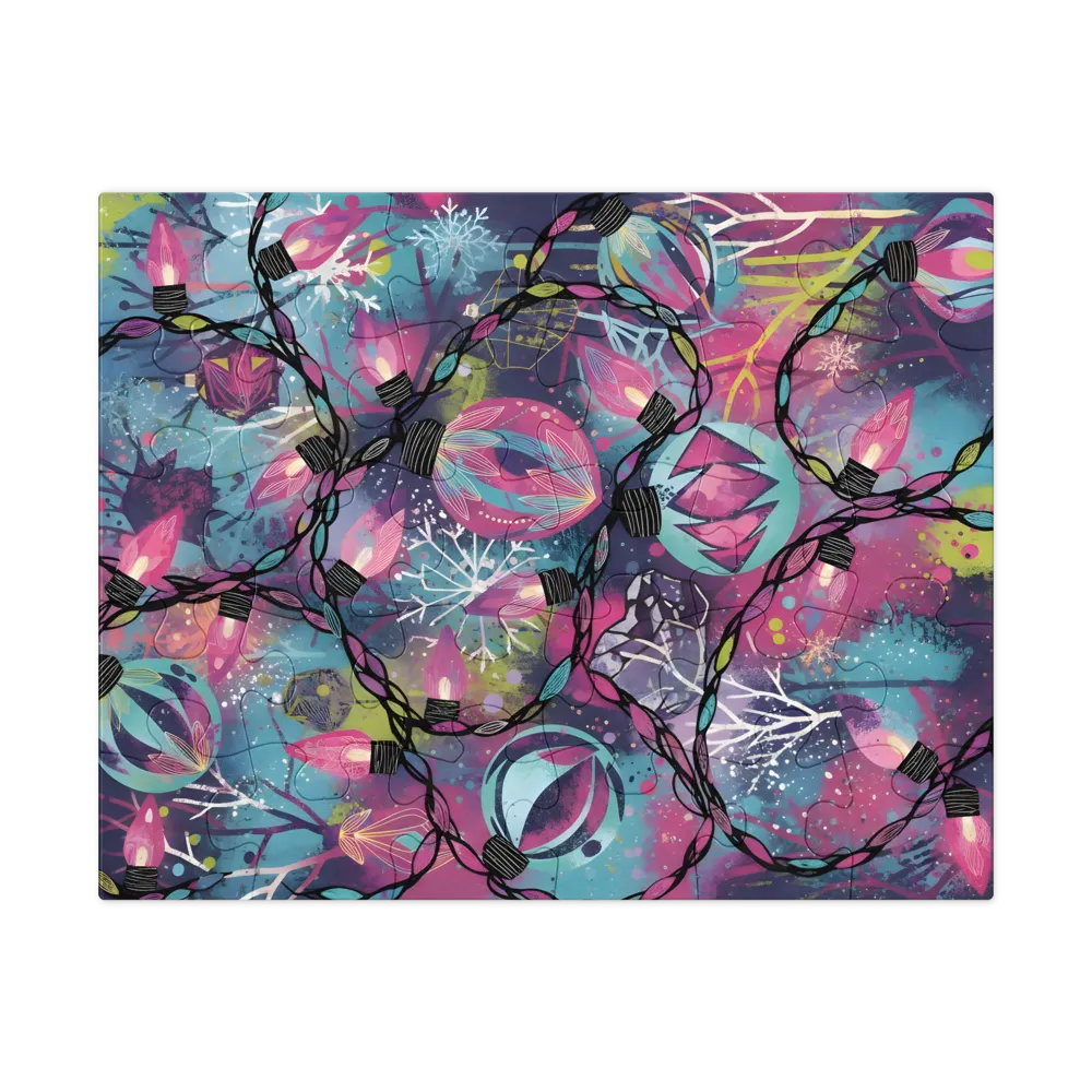 Holiday Lights Pattern 
 Jigsaw Puzzle in Tin Box
