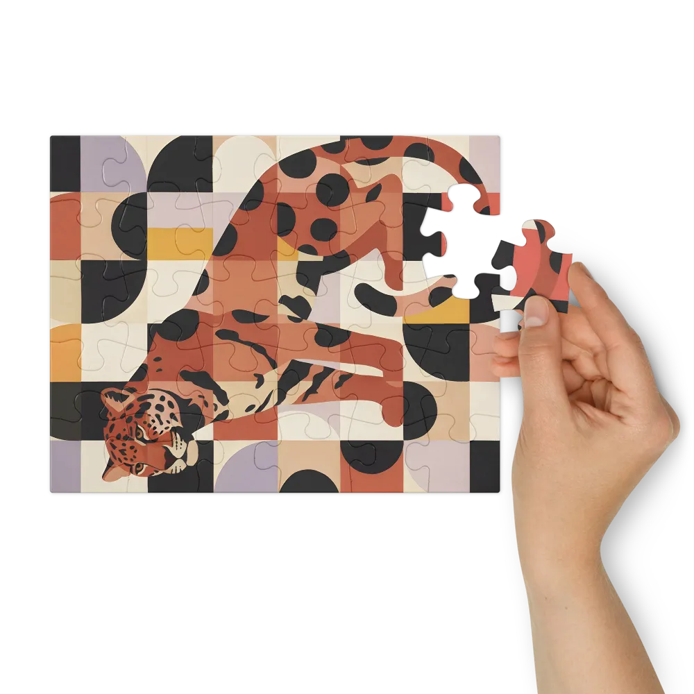 Geometric Leopard 
 Jigsaw Puzzle in Tin Box