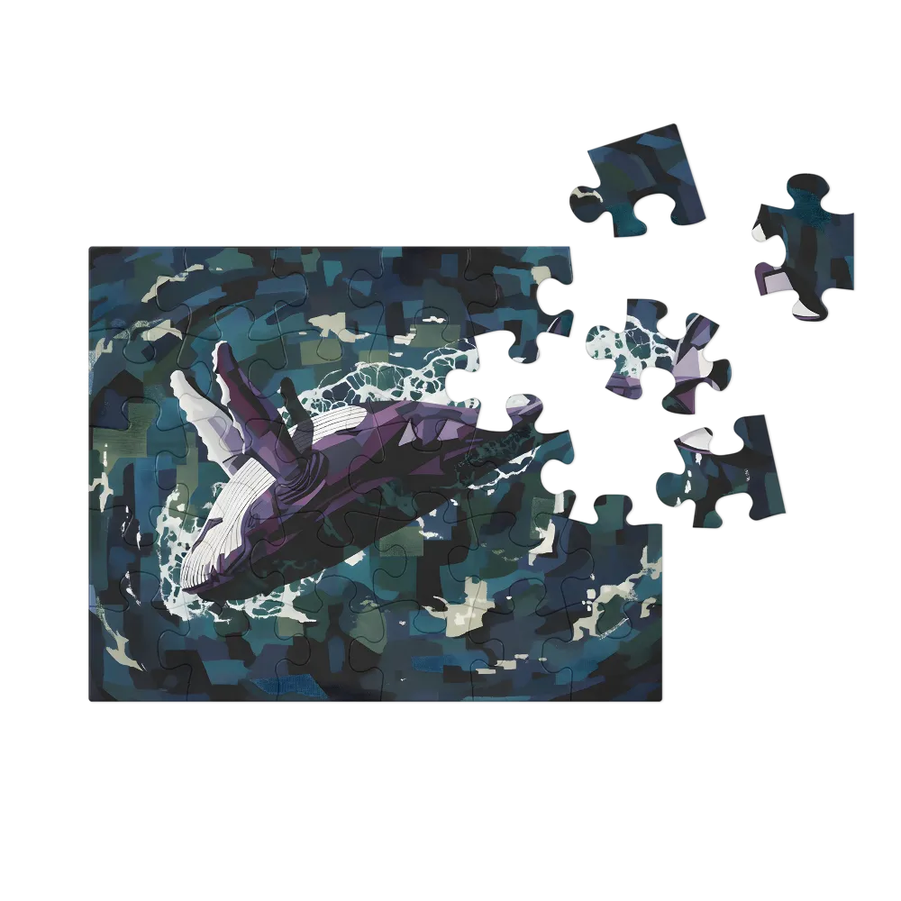 Geometric Humpback 
 Jigsaw Puzzle in Tin Box