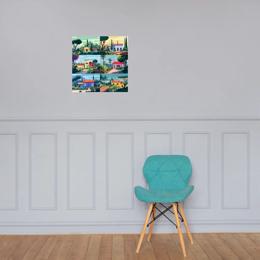 Sunlit Villa Collage 
 Poster | 18″x 18″