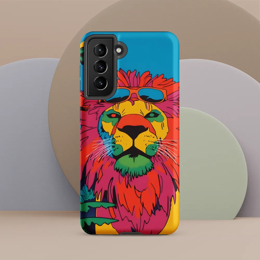 Lion with Sunglasses: A Vibrant Tropical Portrait