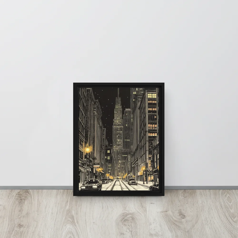 Whispers of the Night City | Canvas with Black Frame | 11″×14″