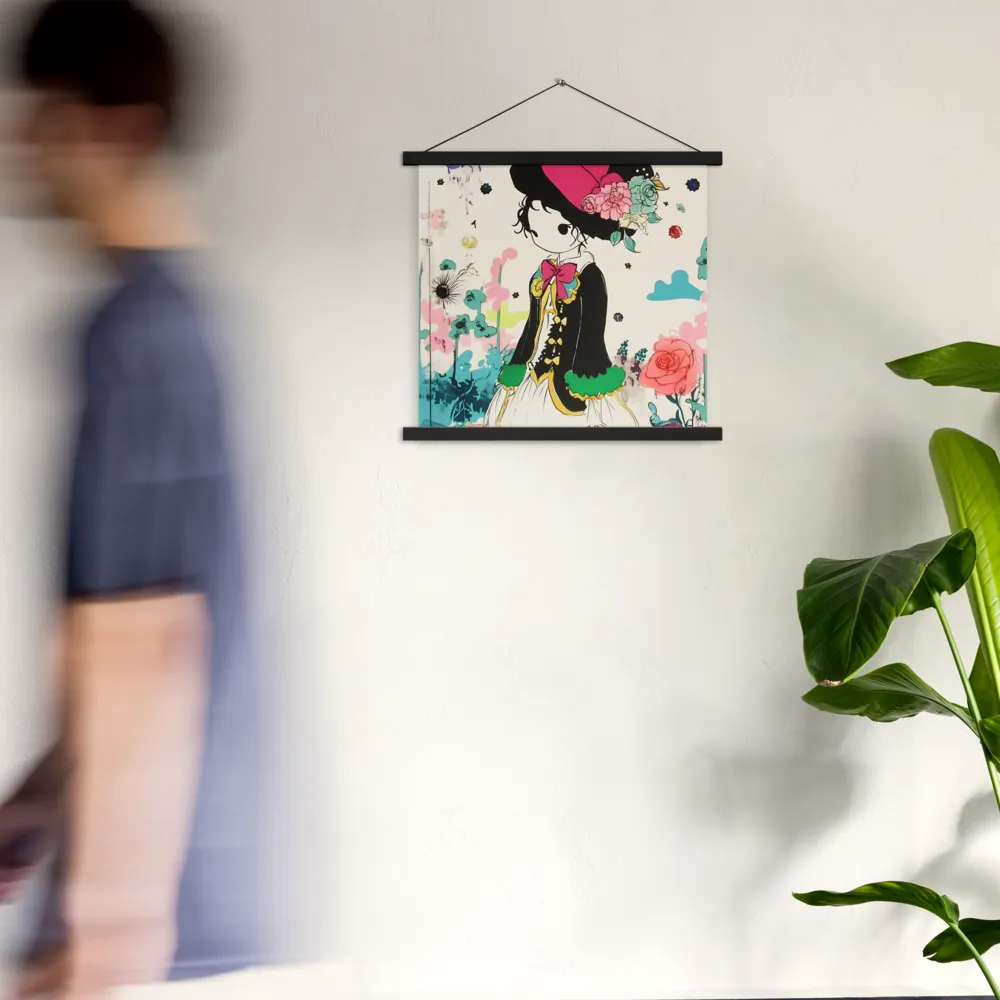 Whimsical Garden Reverie | Poster With Black Wood Hanger | 18″×18″
