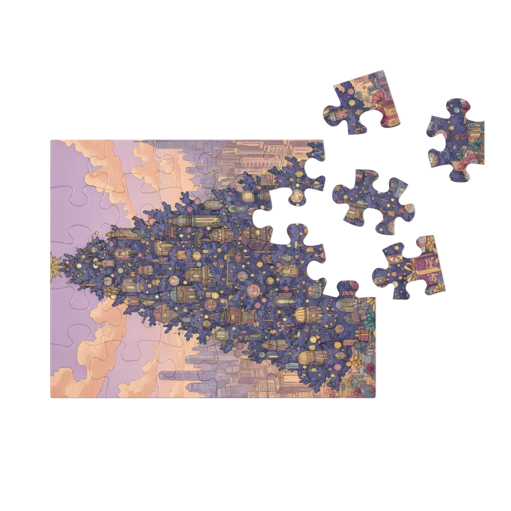 Ornate City Tree 
 Jigsaw Puzzle in Tin Box