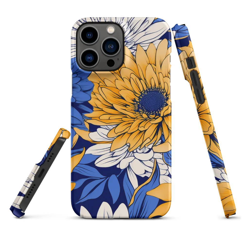 Floral Harmony in Blue and Yellow | Phone Case |  13 Pro Max | Snap Case | Matte