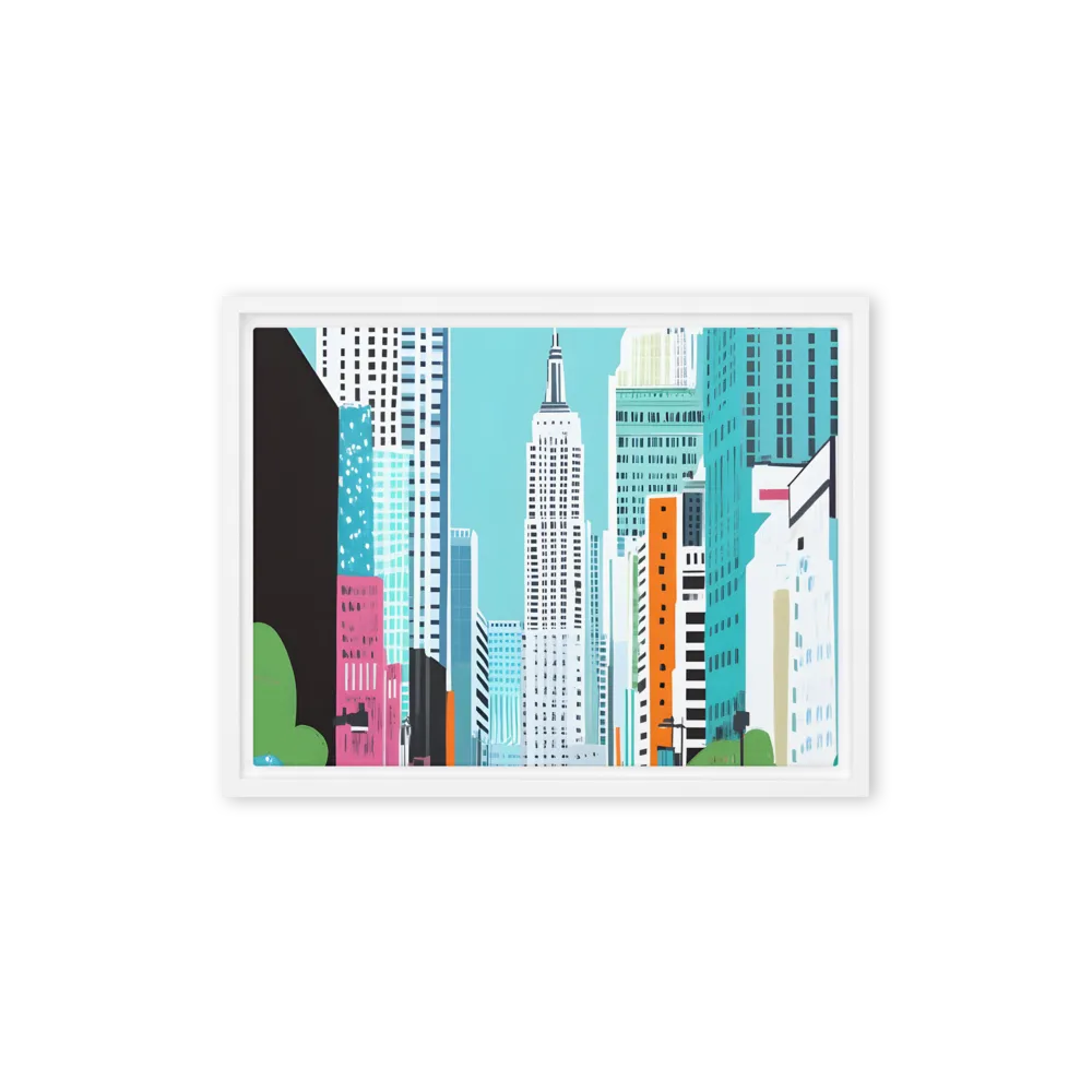 Urban Symphony: A Modern Cityscape | Canvas with White Frame | 12″×16″