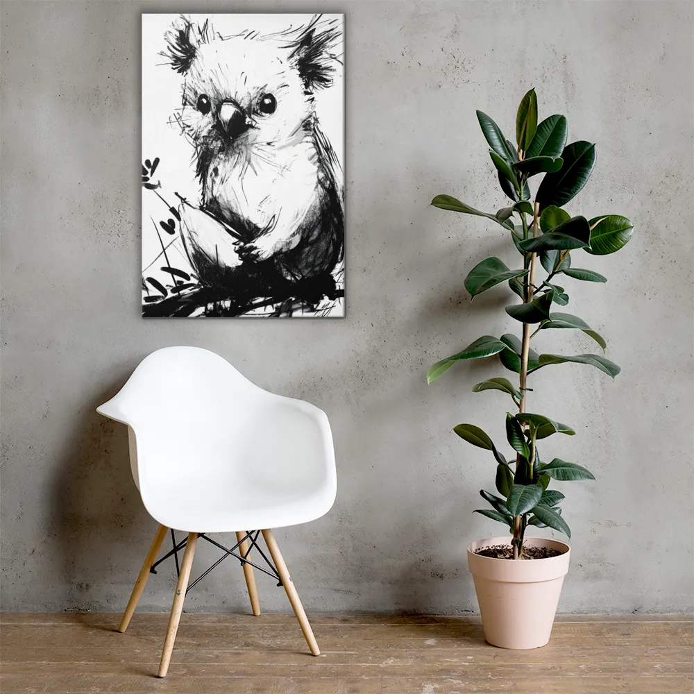 Whimsical Koala in Ink | Canvas | 24″×36″