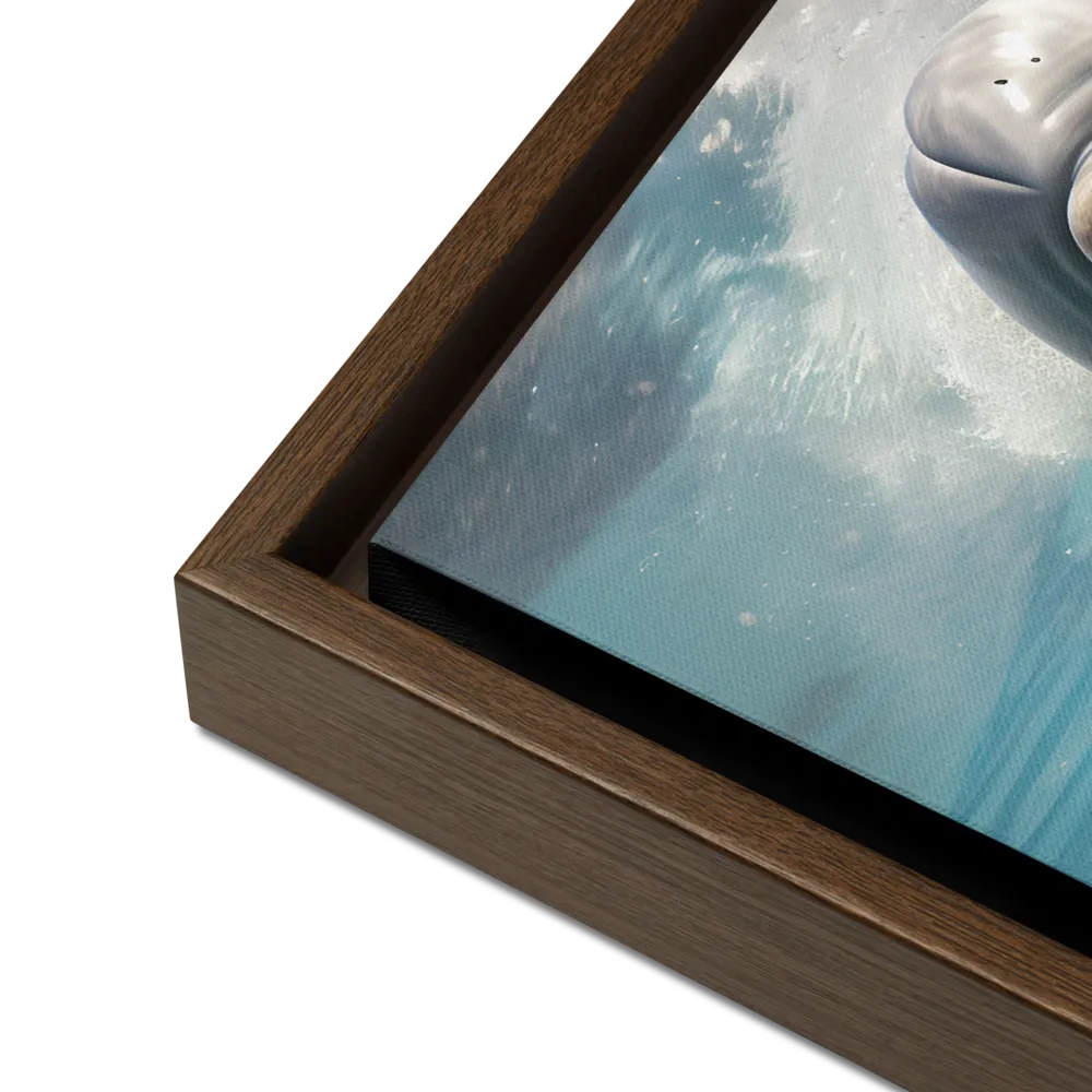 Beneath the Waves: A Dolphin's Dance | Canvas with Brown Frame | 16″×20″