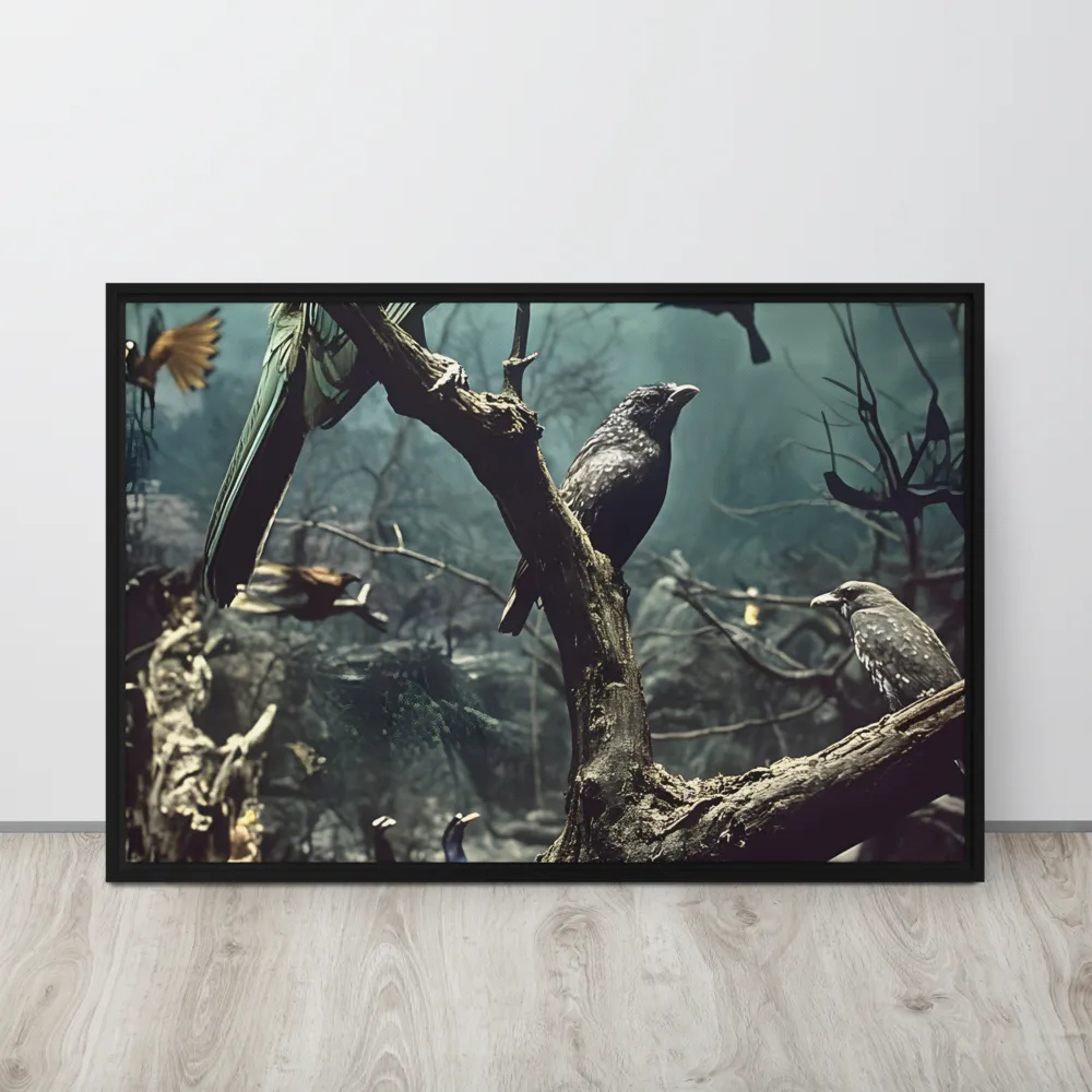 Whispers of the Avian Realm | Canvas with Black Frame | 24″×36″