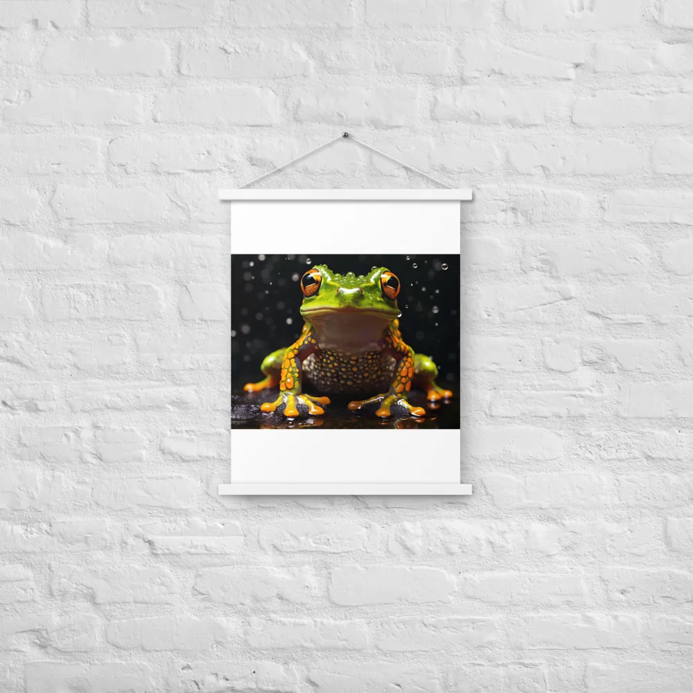 Emerald Elegance: The Frog in Focus | Poster With White Wood Hanger | 18″×24″