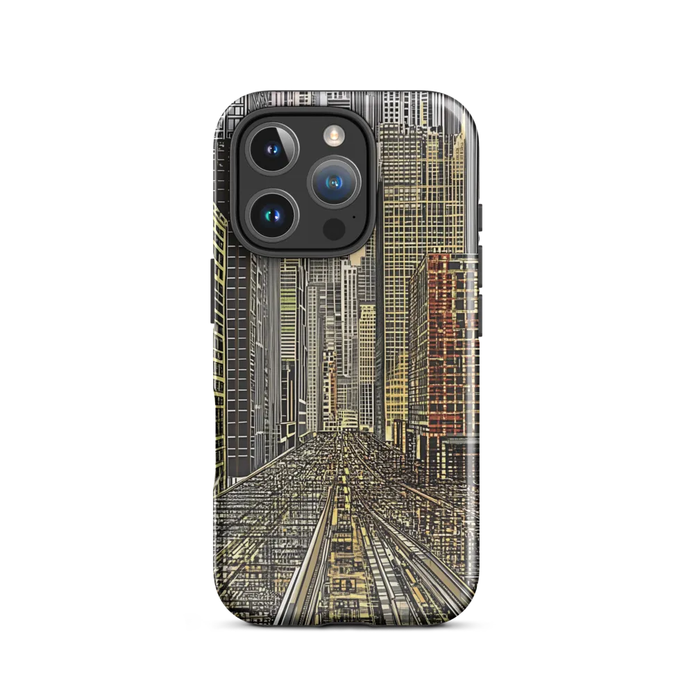 Urban Symphony: The Golden Grid | Phone Case |  16 Pro | Tough Case | Glossy