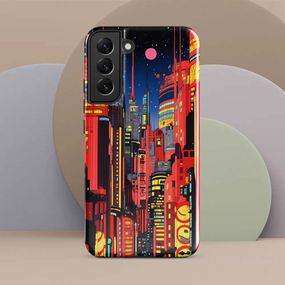 Neon Dreams: A Cyberpunk Cityscape | Phone Case |  S22 Plus | Tough Case | Glossy