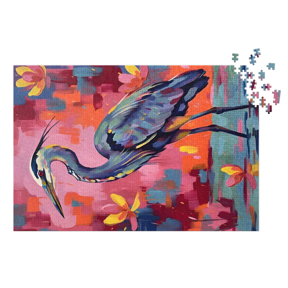 Chromatic Heron 
 Jigsaw Puzzle in Tin Box