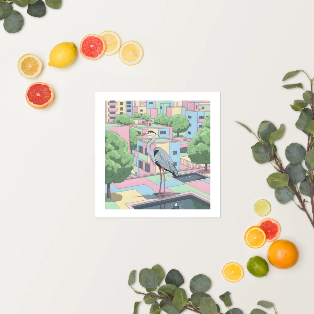 Pastel City Heron 
 Poster | 14″x 14″