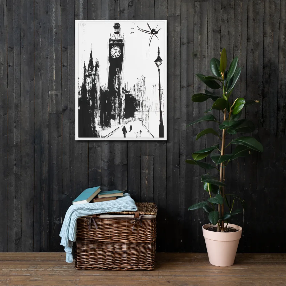 Clock Tower in Motion | Canvas with White Frame | 24″×32″