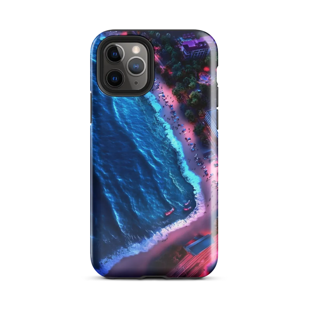 Twilight Reflections: A Serene Beach Aerial | Phone Case |  11 Pro | Tough Case | Glossy