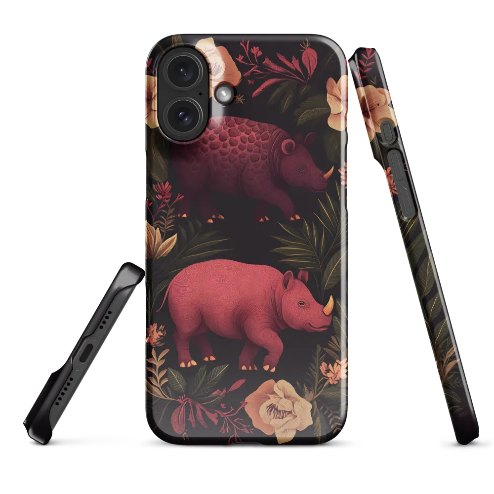 Rhinos in Floral Embrace