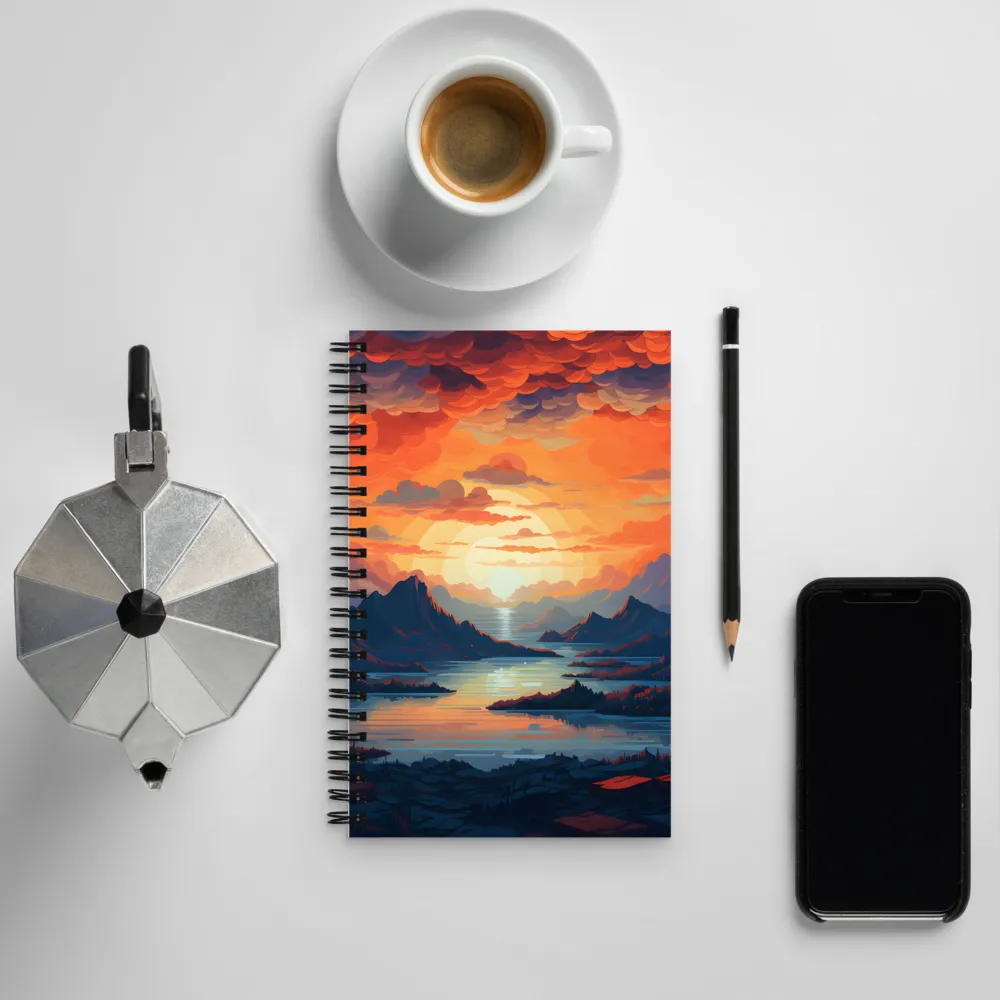 Ethereal Evening: A Digital Dusk | Spiral Notebook