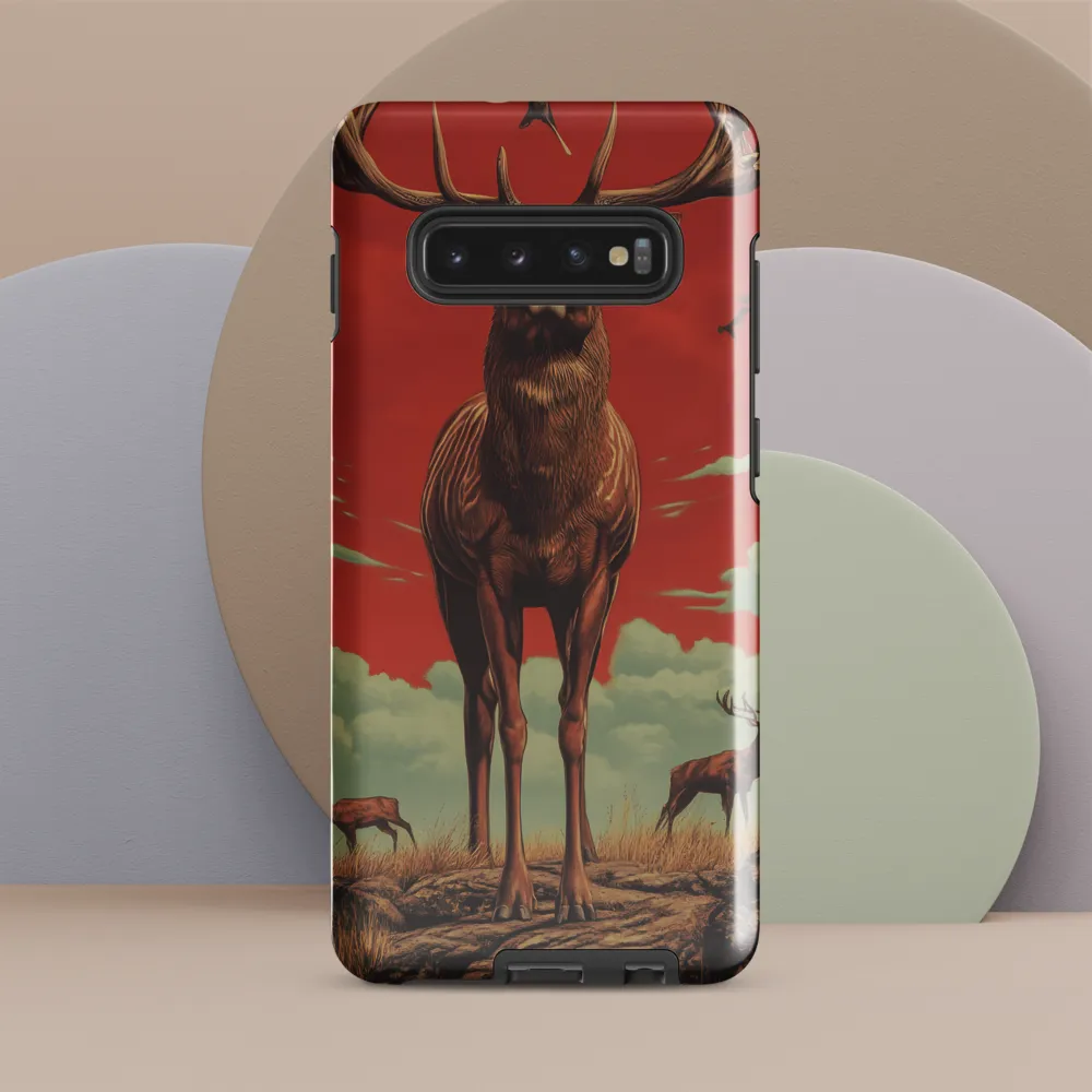 Majesty in Red: The Stalwart Stag | Phone Case |  S10 Plus | Tough Case | Glossy