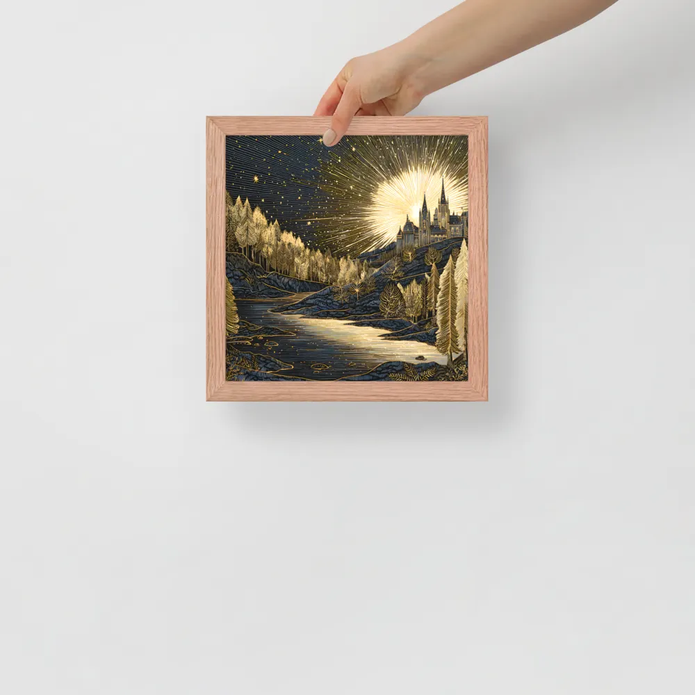 Gilded Castle at Dawn 
 Poster with Red oak Frame | 10″x 10″