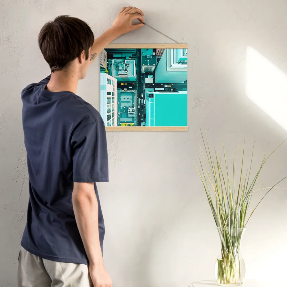 Urban Geometry: Aerial Perspective | Poster With Oak Wood Hanger | 16″×16″