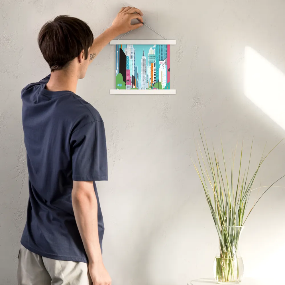 Urban Symphony: A Modern Cityscape | Poster With White Wood Hanger | 10″×10″