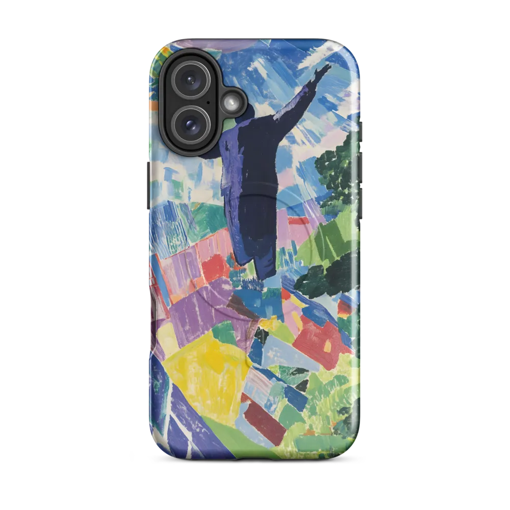 Elysium: A Soaring Figure Amidst Colorful Landscapes | Phone Case |  16 Plus | MagSafe® Tough Case | Glossy