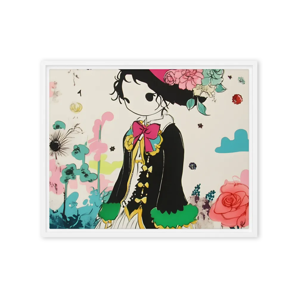 Whimsical Garden Reverie | Canvas with White Frame | 16″×20″