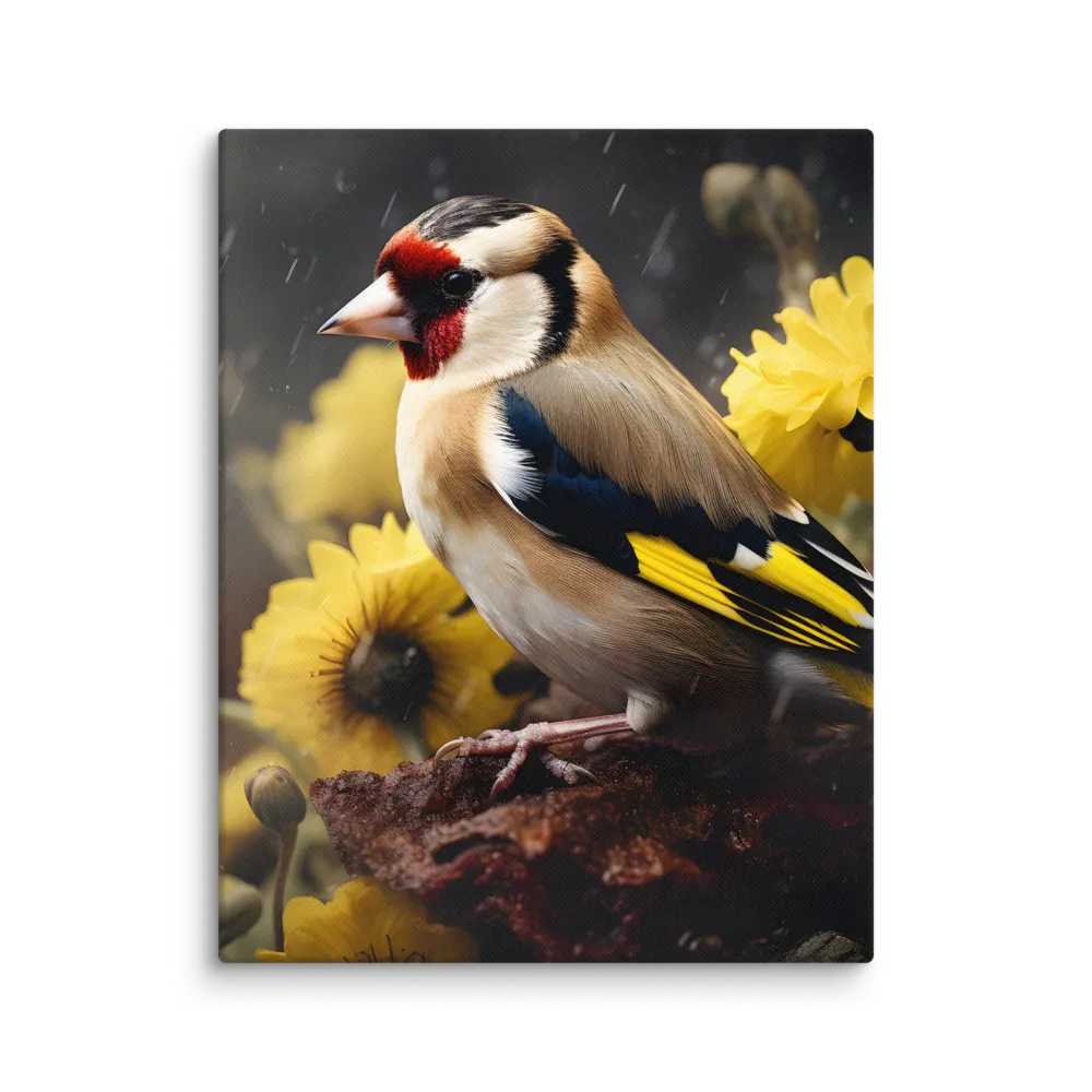 Harmony in Nature: A Goldfinch Amidst Blooms