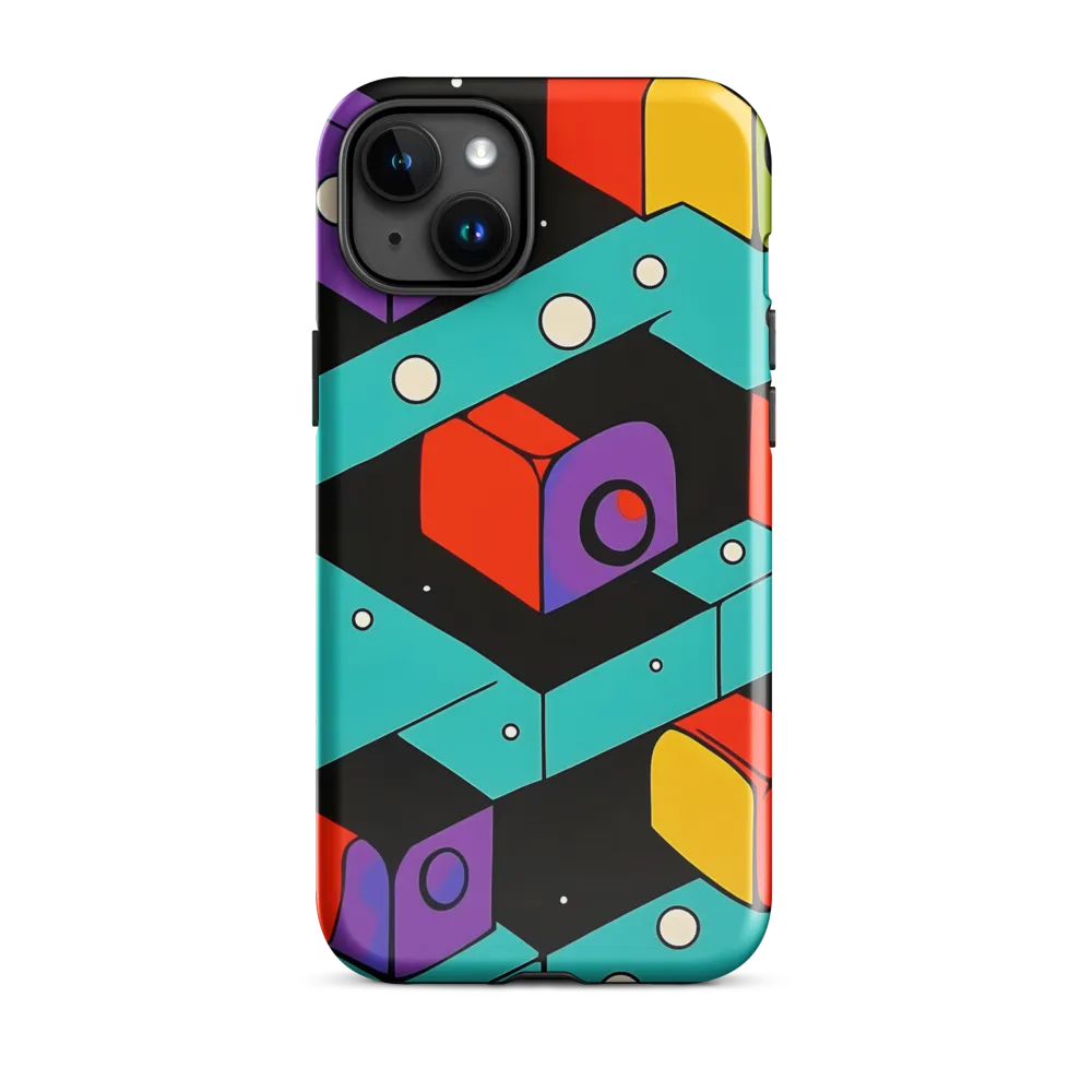 Vibrant Geometric Harmony | Phone Case |  15 Plus | Tough Case | Glossy