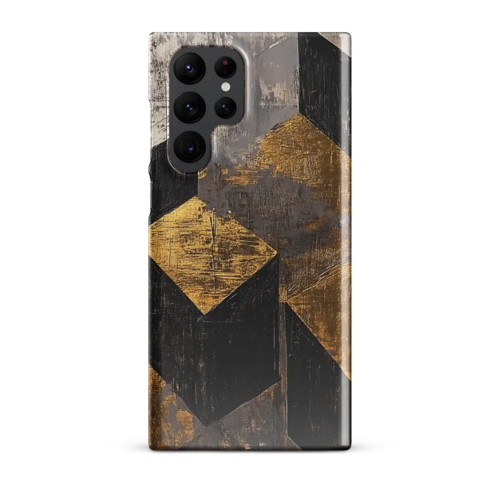 Geometric Harmony in Gold and Black | Phone Case |  S22 Ultra | Snap Case | Glossy