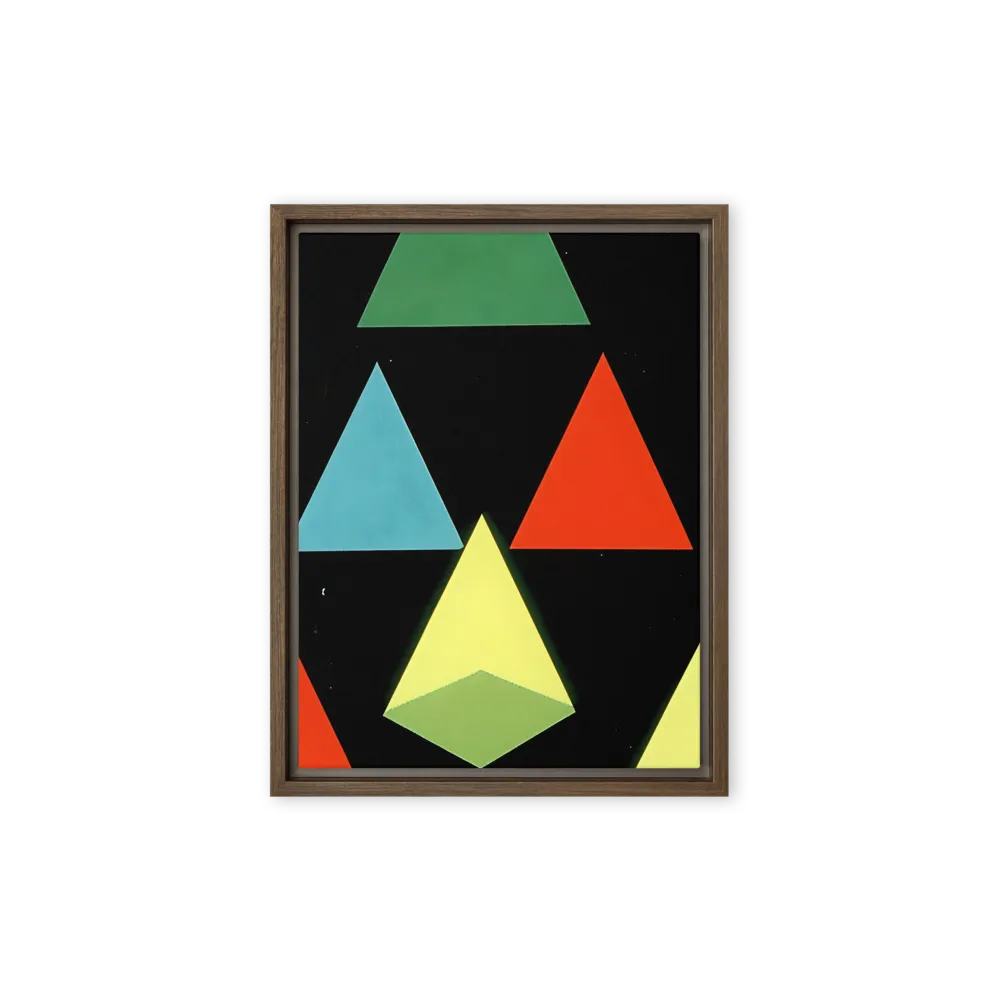 Geometric Harmony in Color | Canvas with Brown Frame | 9″×12″