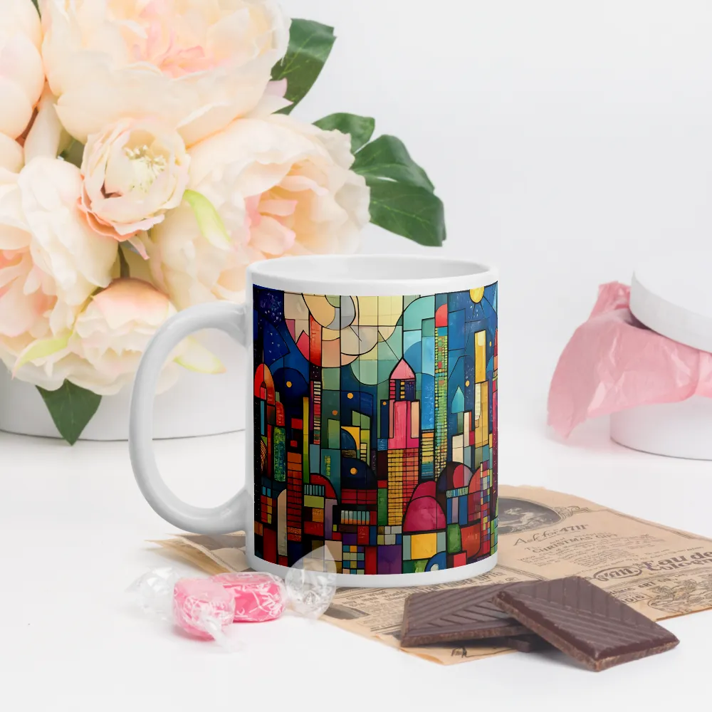 Geometric Harmony: A Vibrant Cityscape | Mugs | Multiple Sizes & Colors