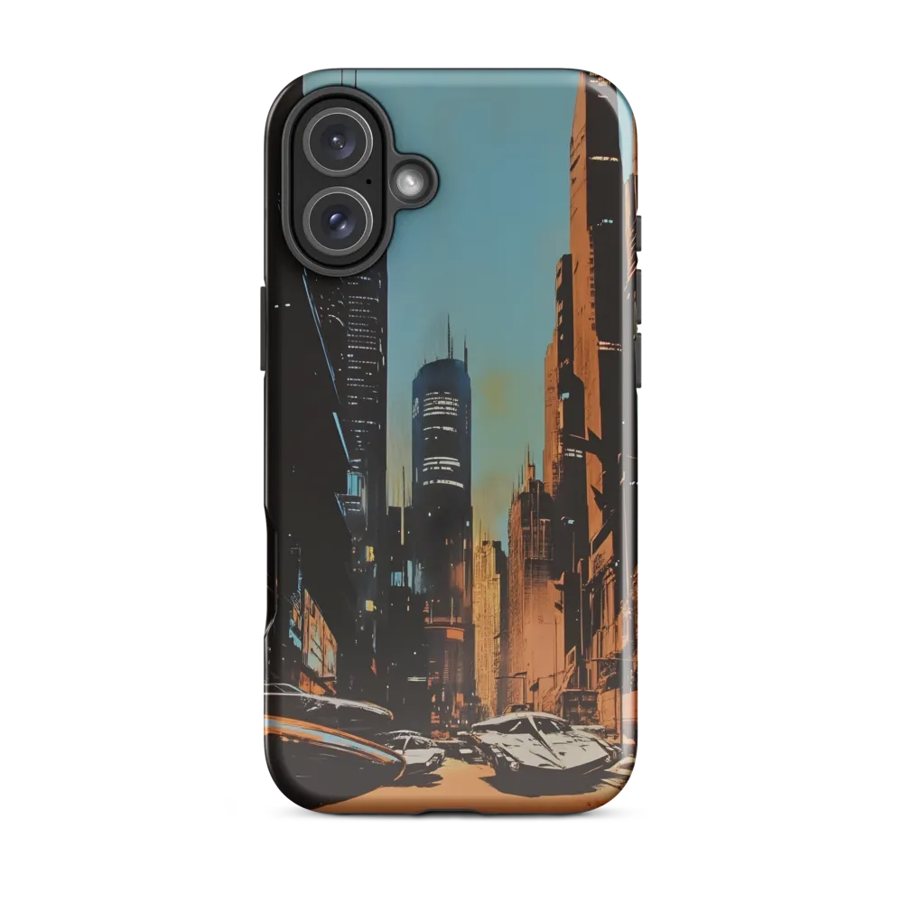 Futuristic Cityscape in Blue and Orange
