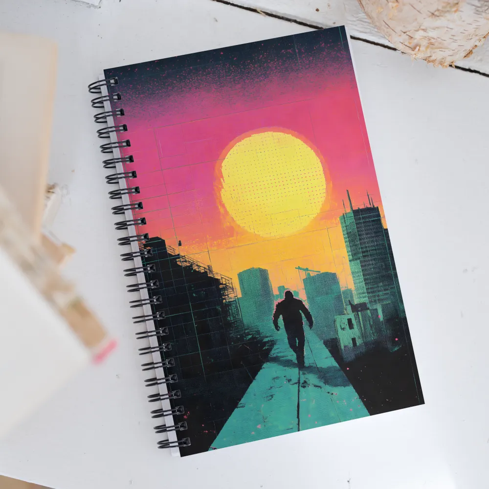 Solitude in a Neon City | Spiral Notebook