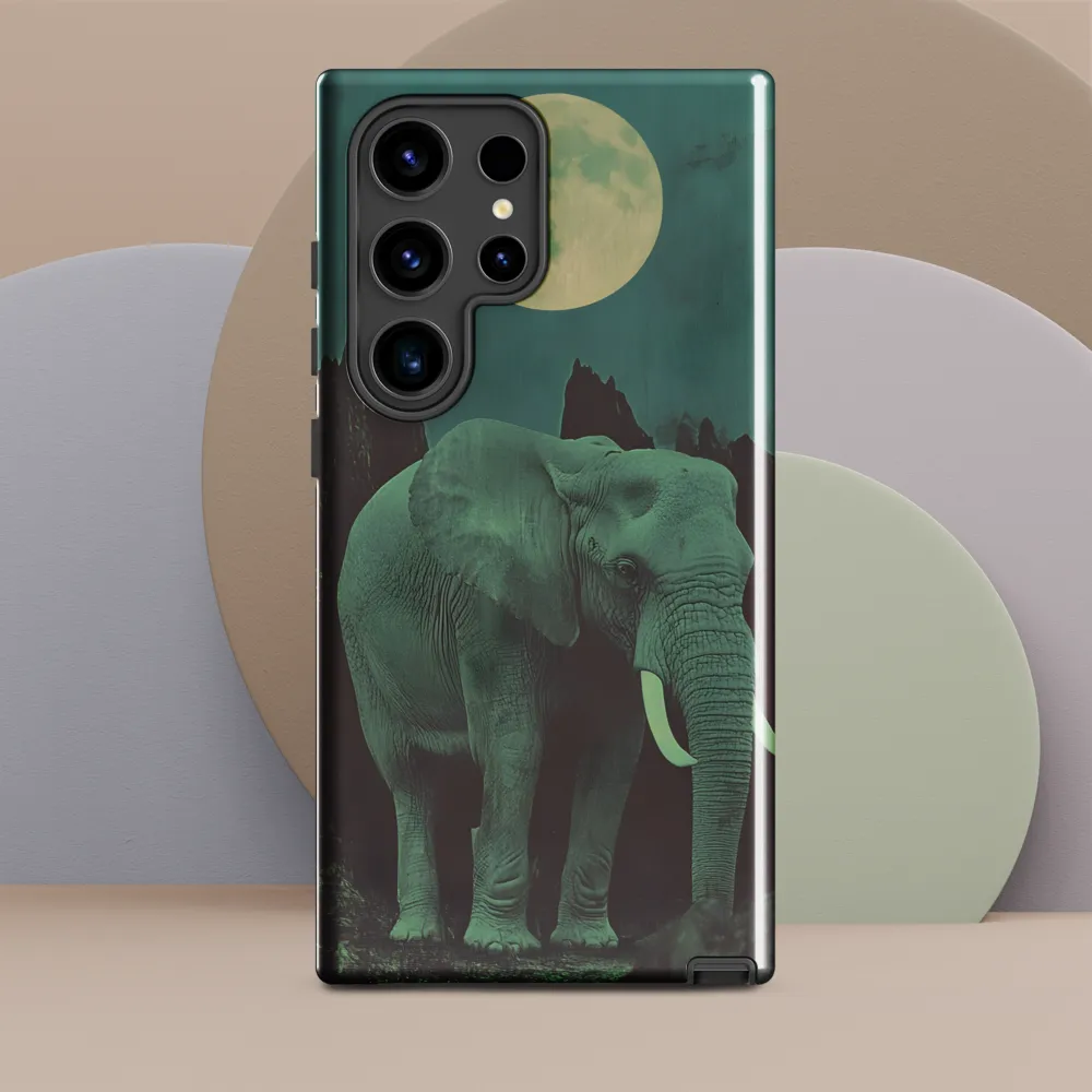 Ethereal Presence: Elephant Under a Full Moon