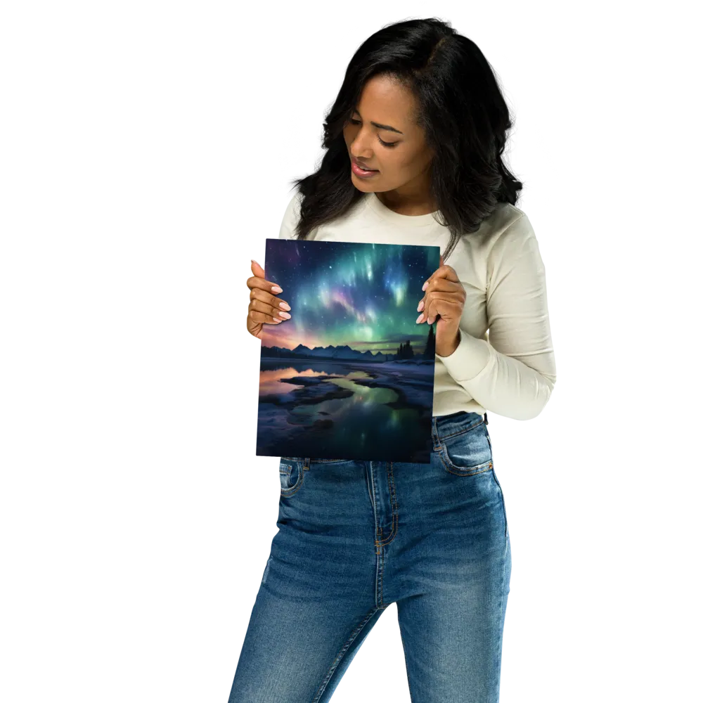 Ethereal Aurora: A Night Under the Stars | Metal Print | 8″×10″