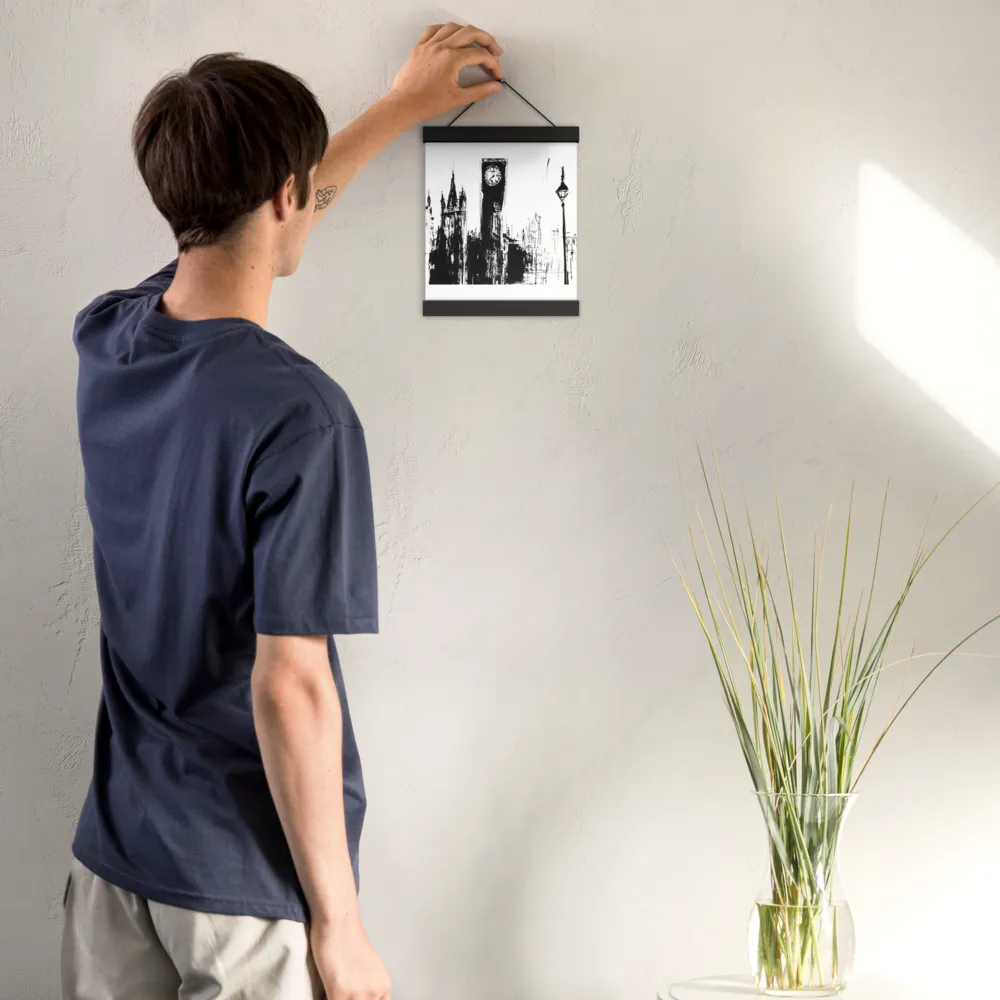Clock Tower in Motion | Poster With Black Wood Hanger | 8″×10″