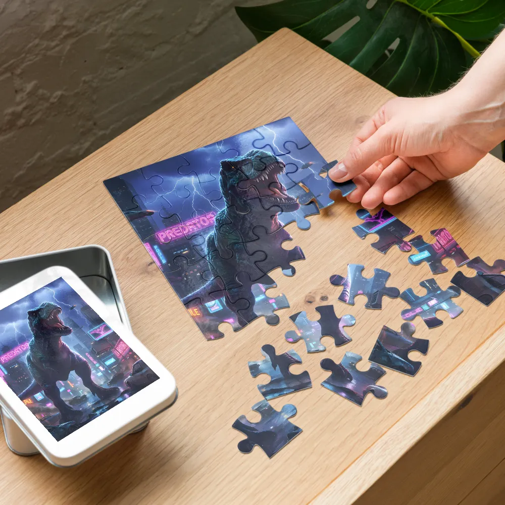 Neon Tyrant 
 Jigsaw Puzzle in Tin Box