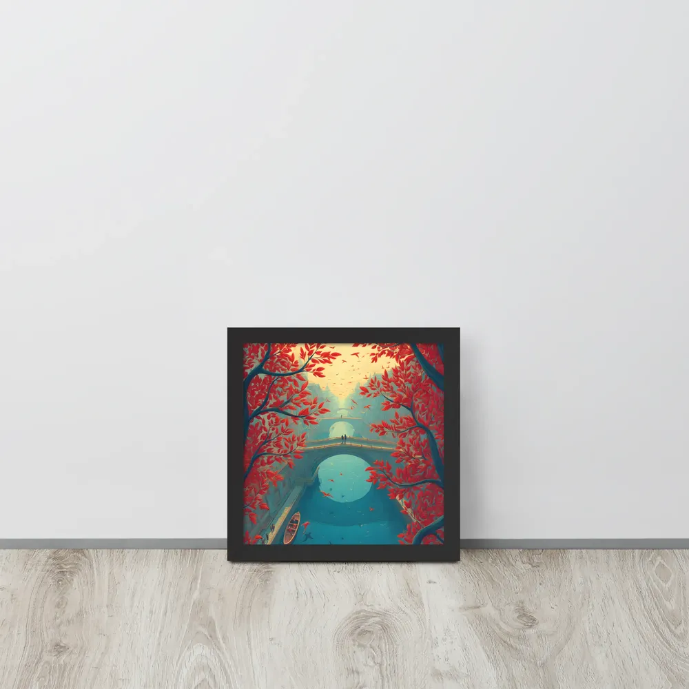 Crimson Canal 
 Poster with Black Frame | 10″x 10″