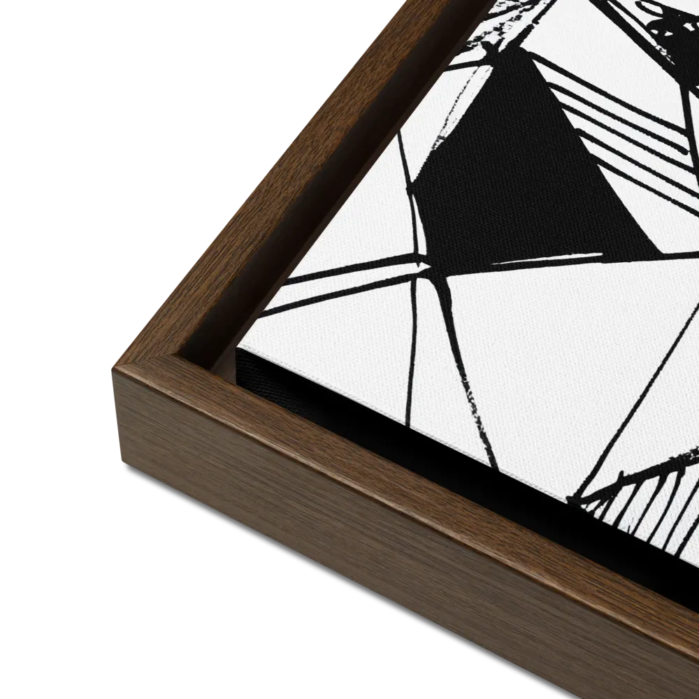 Dynamic Geometry in Ink | Canvas with Brown Frame | 16″×16″
