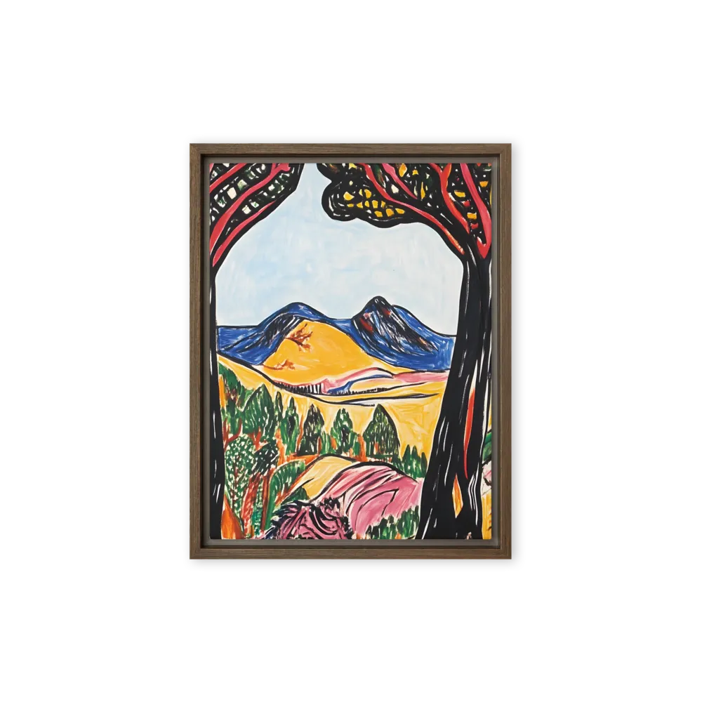 Vibrant Nature's Embrace | Canvas with Brown Frame | 9″×12″