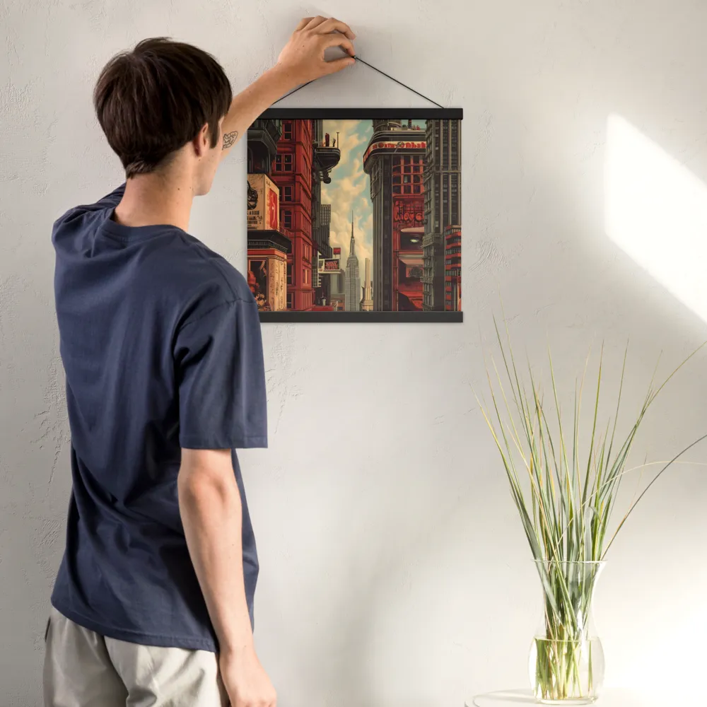 A Glimpse of Tomorrow: Urban Ambition | Poster With Black Wood Hanger | 16″×16″