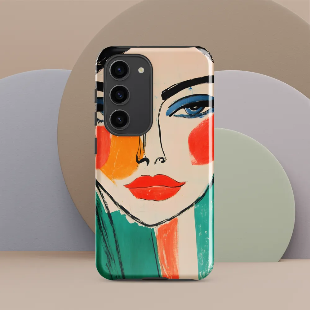 Vivid Portrait of a Modern Muse | Phone Case |  S23 | Tough Case | Glossy